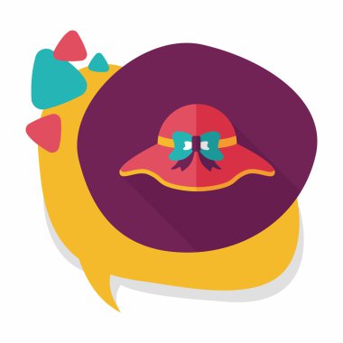 Kadın şapka düz simgesi ile uzun gölge, eps10