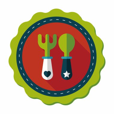 Uzun Gölge, eps10 düz simgesiyle dishware ve çatal bıçak takımı