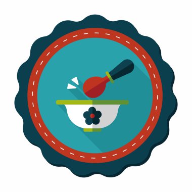 Bebek gıda kase düz simgesiyle uzun gölge, eps10