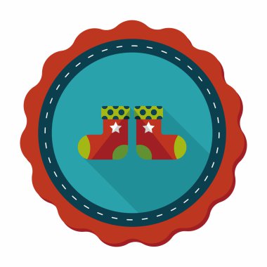 calcetín de Navidad icono plana con sombra, eps10