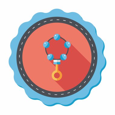 Bebek çıngırağı düz simgesi ile uzun gölge, eps10