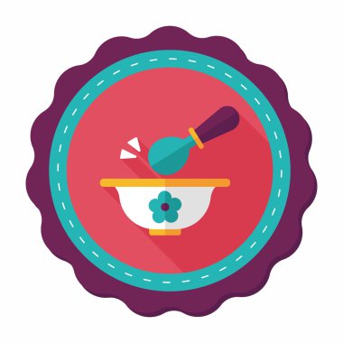 Bebek gıda kase düz simgesiyle uzun gölge, eps10