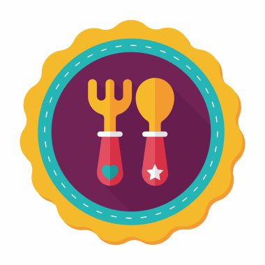 Uzun Gölge, eps10 düz simgesiyle dishware ve çatal bıçak takımı