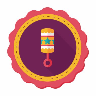 Bebek çıngırağı düz simgesi ile uzun gölge, eps10