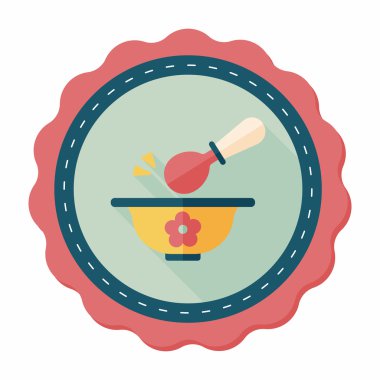 Bebek gıda kase düz simgesiyle uzun gölge, eps10