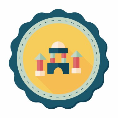 uzun gölge ile tuğla ev düz simgesi