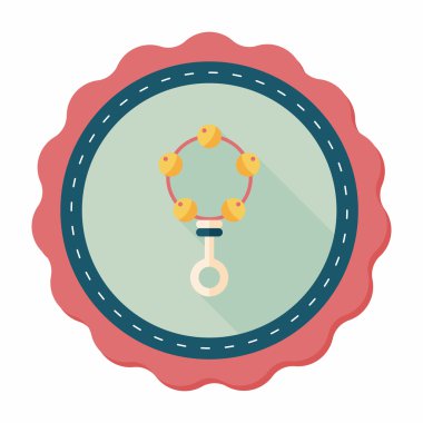 Bebek çıngırağı düz simgesi ile uzun gölge, eps10