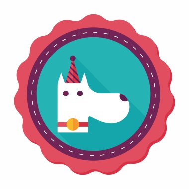 köpek doğum düz simgesi ile uzun gölge, eps10
