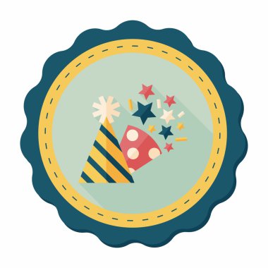 doğum günü partisi şapka düz simgesiyle uzun gölge, eps10