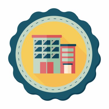 Bina daire düz simgesi ile uzun gölge, eps10