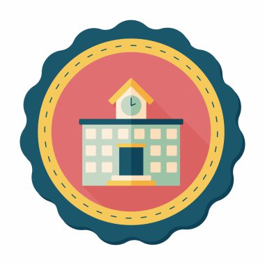 Bina okul düz simgesi ile uzun gölge, eps10