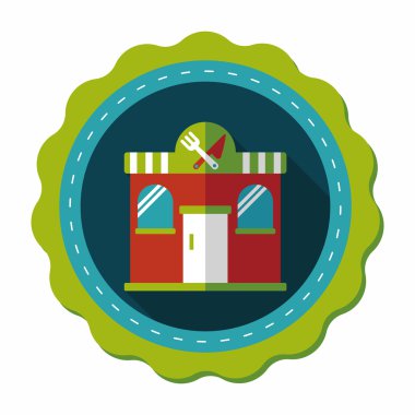 Bina Restoran düz simgesi ile uzun gölge, eps10