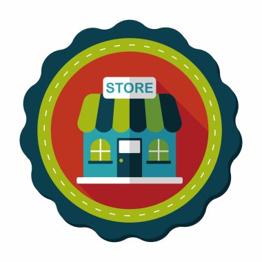 Bina dükkan mağaza düz simgesiyle uzun gölge, eps10