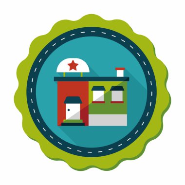 Bina Fabrika düz simgesi ile uzun gölge, eps10