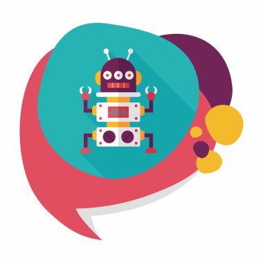 Robot kavramı uzun gölge, eps10 düz simgesiyle