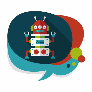 Robot kavramı uzun gölge, eps10 düz simgesiyle