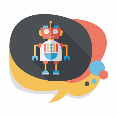 Robot kavramı uzun gölge, eps10 düz simgesiyle