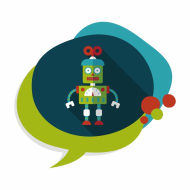 Robot kavramı uzun gölge, eps10 düz simgesiyle