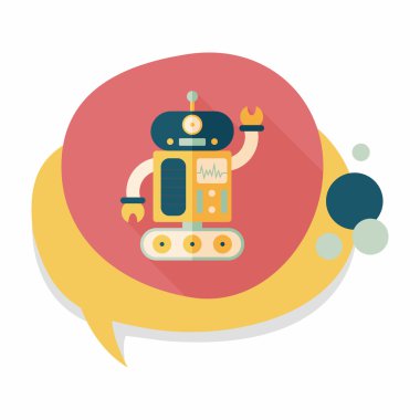 Robot kavramı uzun gölge, eps10 düz simgesiyle