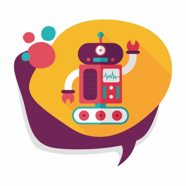 Robot kavramı uzun gölge, eps10 düz simgesiyle