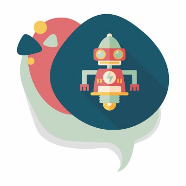 Robot kavramı uzun gölge, eps10 düz simgesiyle