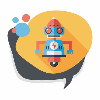 Robot kavramı uzun gölge, eps10 düz simgesiyle