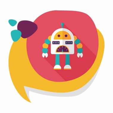 Robot kavramı uzun gölge, eps10 düz simgesiyle