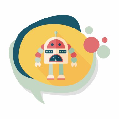 Robot kavramı uzun gölge, eps10 düz simgesiyle