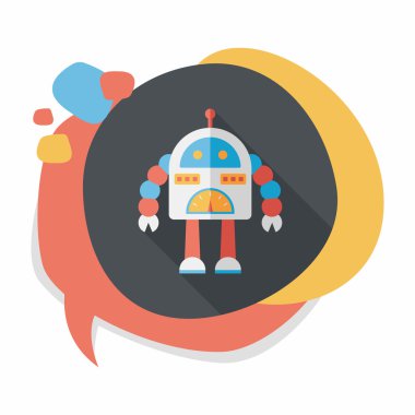 Robot kavramı uzun gölge, eps10 düz simgesiyle