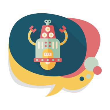 Robot kavramı uzun gölge, eps10 düz simgesiyle