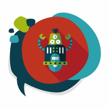 Robot kavramı uzun gölge, eps10 düz simgesiyle