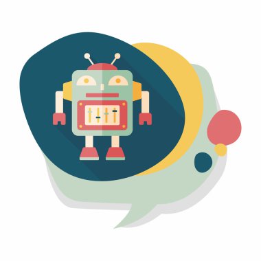 Robot kavramı uzun gölge, eps10 düz simgesiyle