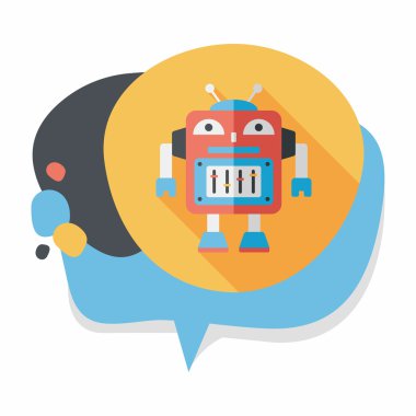 Robot kavramı uzun gölge, eps10 düz simgesiyle