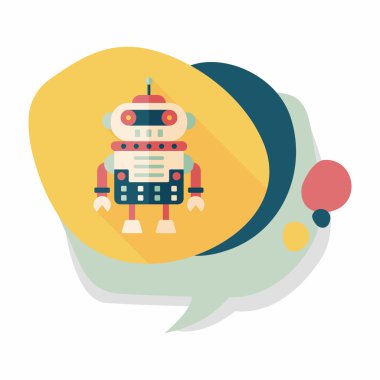 Robot kavramı uzun gölge, eps10 düz simgesiyle