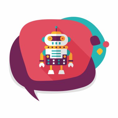 Robot kavramı uzun gölge, eps10 düz simgesiyle