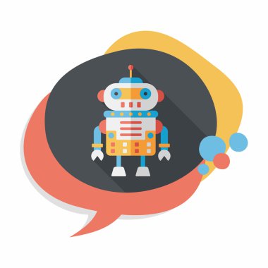 Robot kavramı uzun gölge, eps10 düz simgesiyle