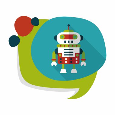 Robot kavramı uzun gölge, eps10 düz simgesiyle