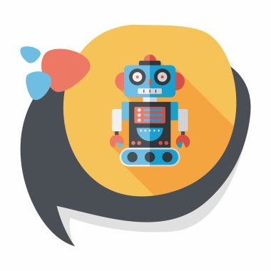 Robot kavramı uzun gölge, eps10 düz simgesiyle