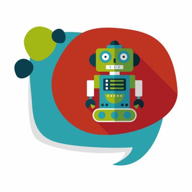 Robot kavramı uzun gölge, eps10 düz simgesiyle