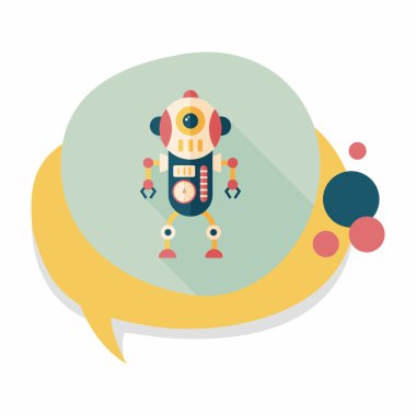 Robot kavramı uzun gölge, eps10 düz simgesiyle