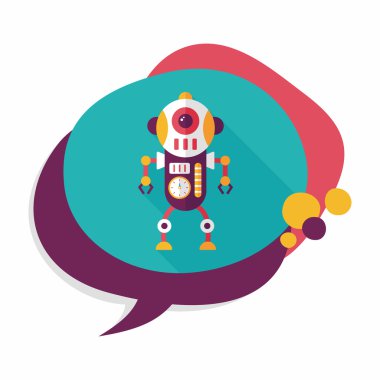 Robot kavramı uzun gölge, eps10 düz simgesiyle