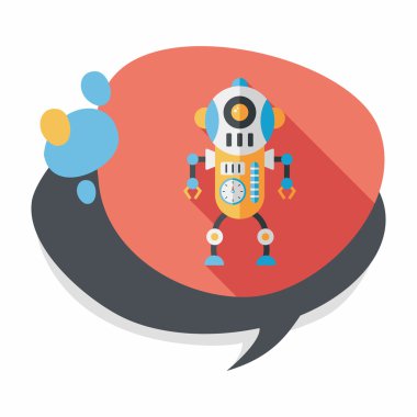 Robot kavramı uzun gölge, eps10 düz simgesiyle