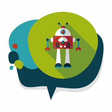 Robot kavramı uzun gölge, eps10 düz simgesiyle