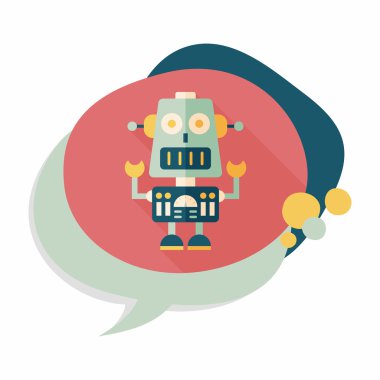 Robot kavramı uzun gölge, eps10 düz simgesiyle