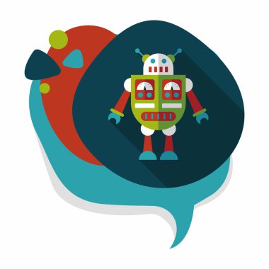 Robot kavramı uzun gölge, eps10 düz simgesiyle