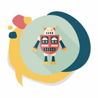 Robot kavramı uzun gölge, eps10 düz simgesiyle