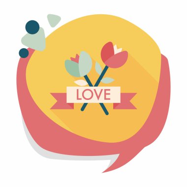 Sevgililer Günü çiçekleri uzun gölgeli düz ikon, eps10