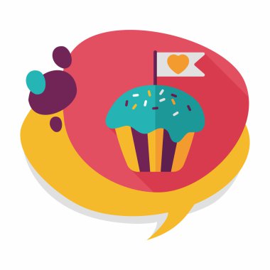 ? Uzun Gölge, eps10 ile Sevgililer günü cupcake düz simgesi?