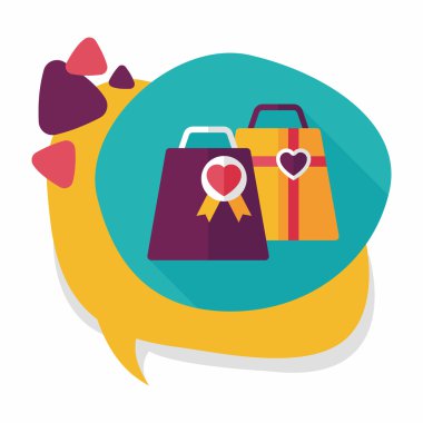 Uzun Gölge, eps10 ile Sevgililer günü alışveriş çantası düz simgesi