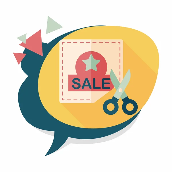 Shopping sale coupon flat icon with long shadow,eps10 — Stock Vector